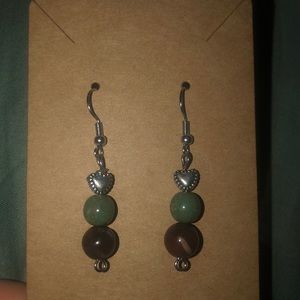 Brown and green earrings